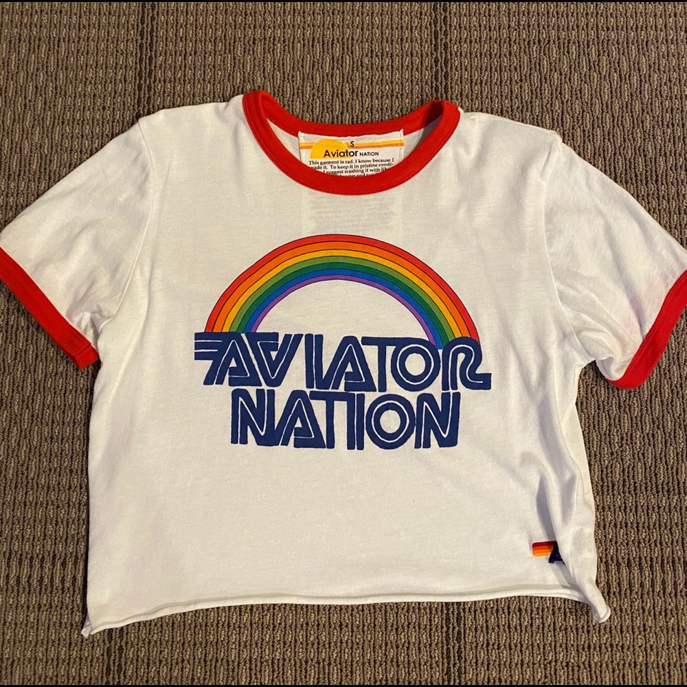 Aviator Nation Cropped Ringer Tee (size small)